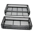 Black steel mesh cargo baskets, front and rear ATV set, two-piece with raised edges