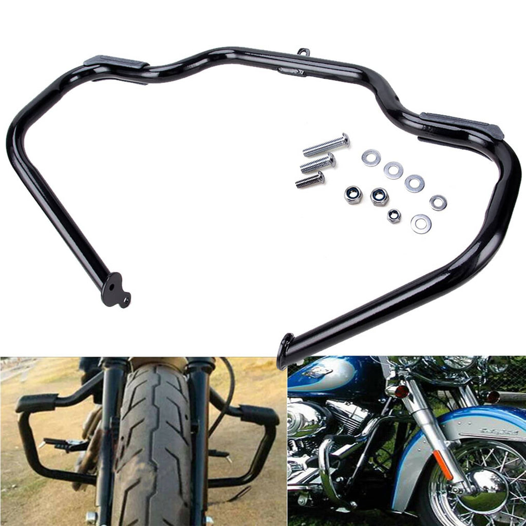 Black engine crash guard bar with hardware bolts, nuts, and washers included