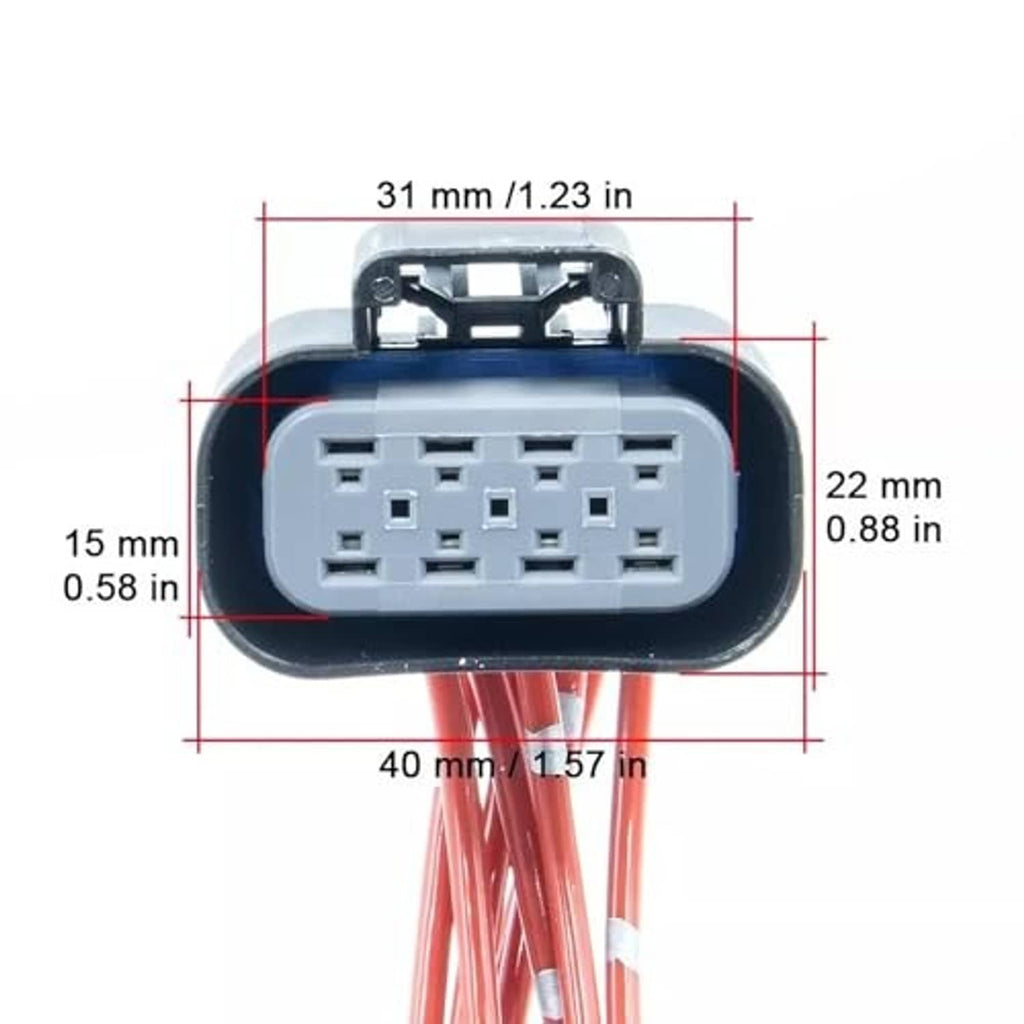 Headlight connector pigtail wire plug, gray insert with pin terminals, size marked
