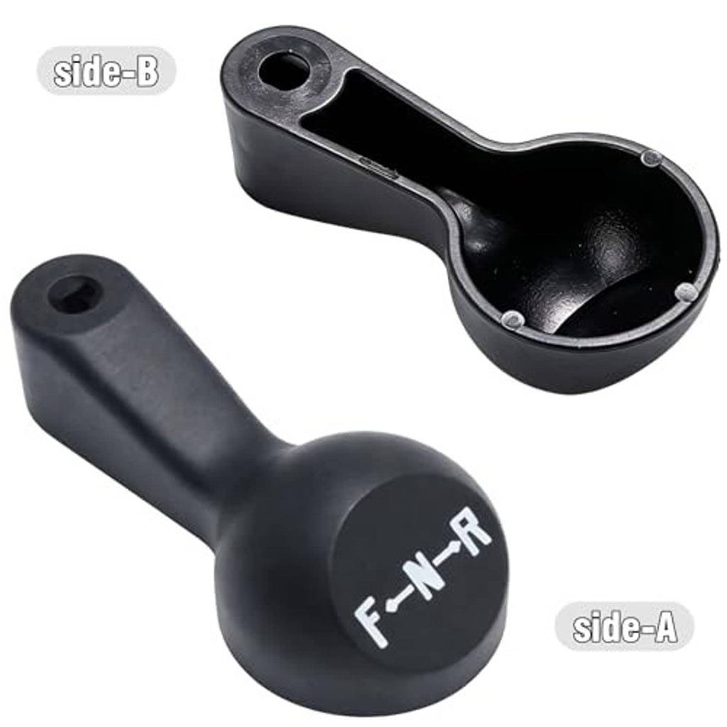 Black forward-reverse switch assembly with shift handle marked F-N-R, side view.