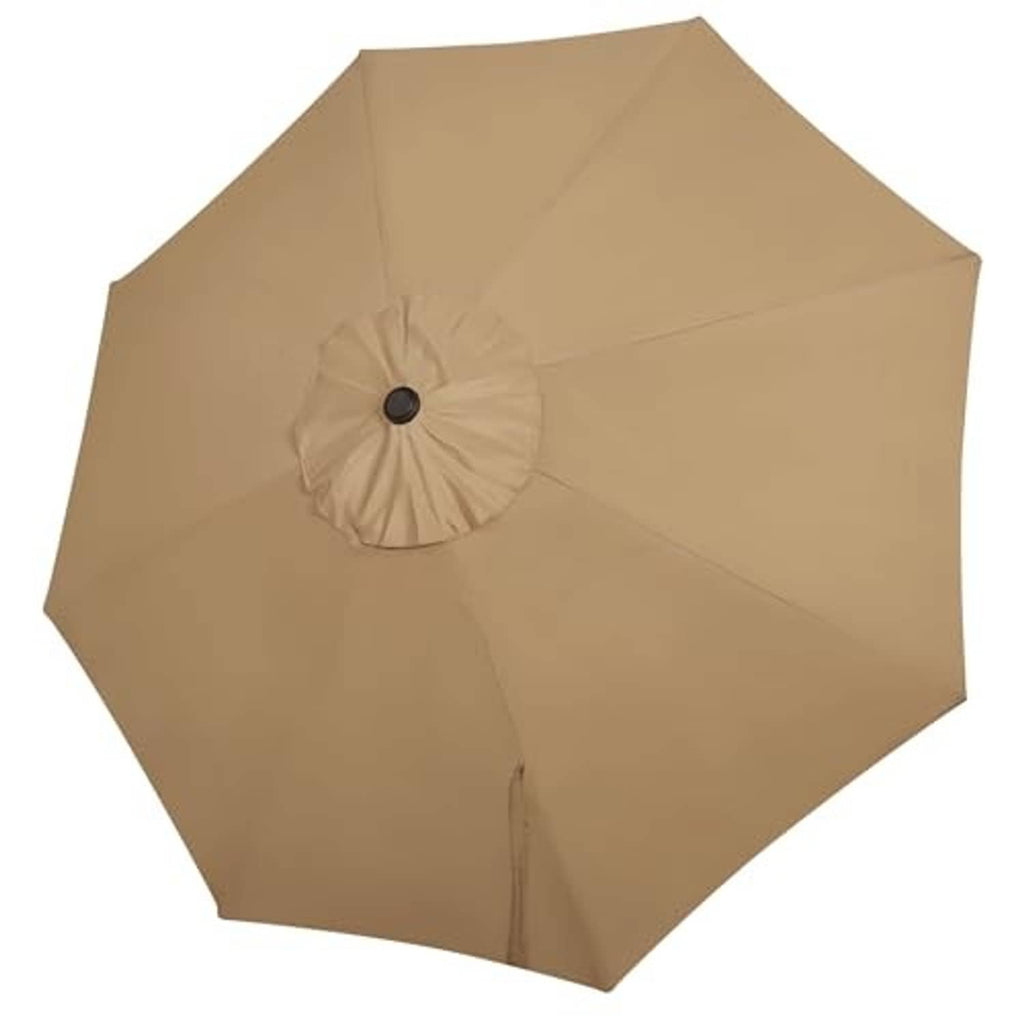 Tan umbrella replacement canopy featuring central hub and curved stitched panel seams