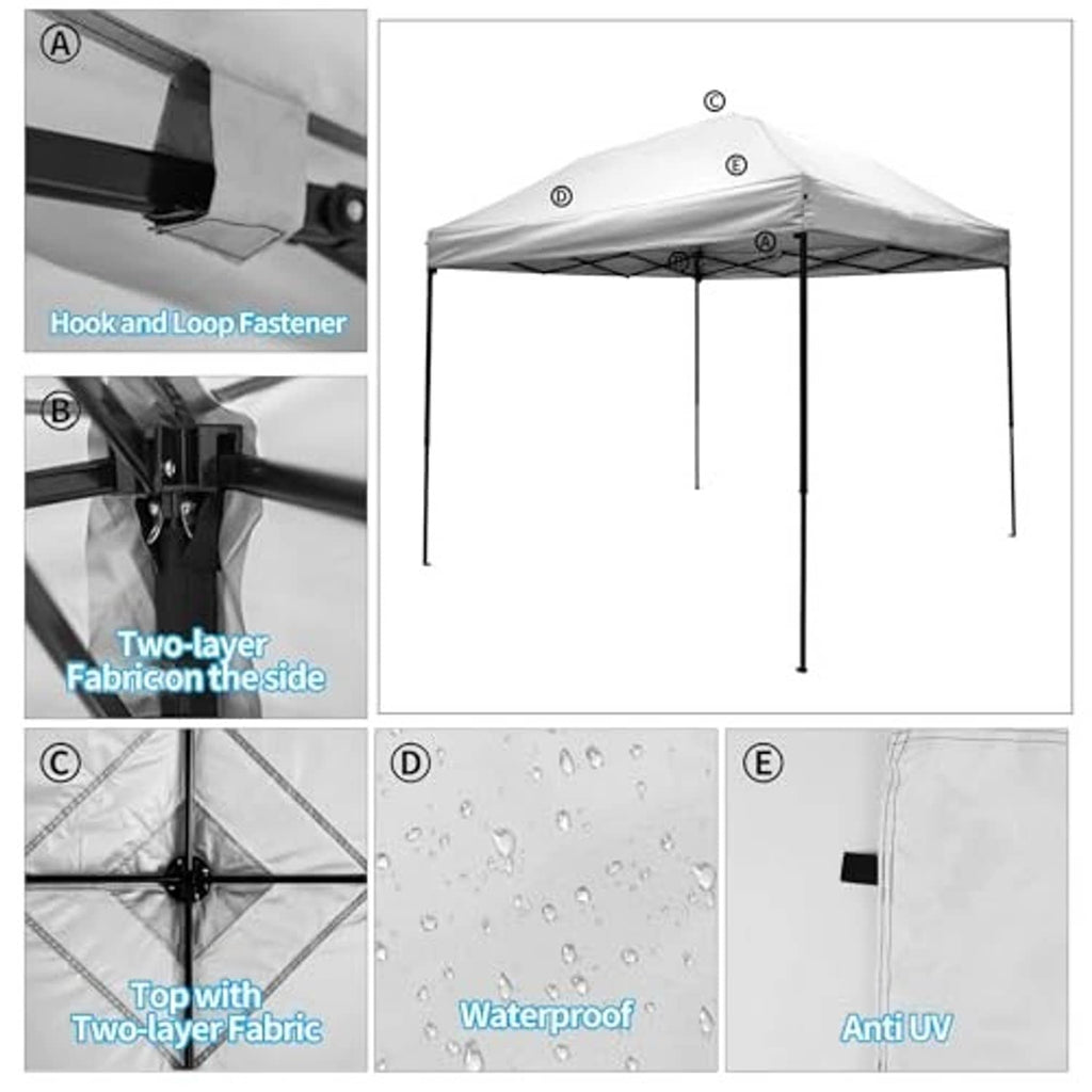 White canopy replacement top detail showing hook-and-loop fasteners and double-layer