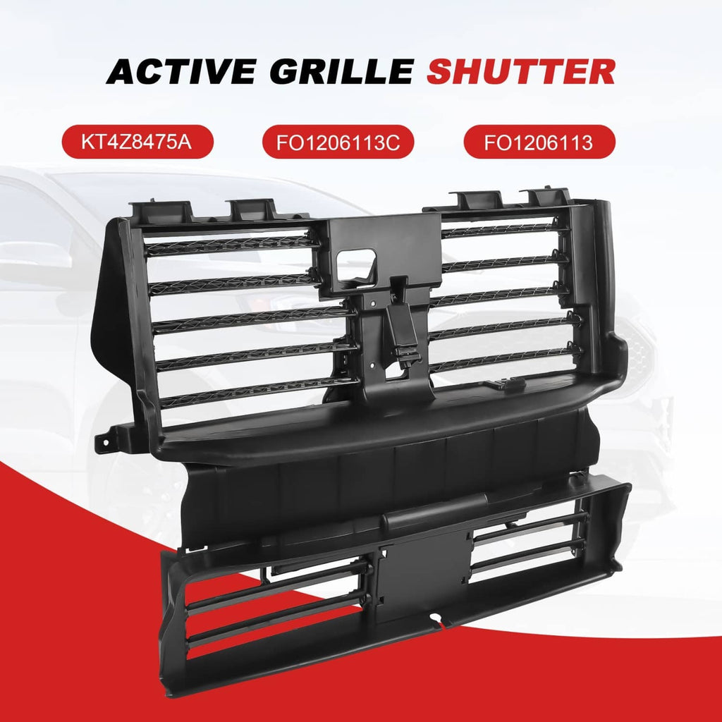 Active grille shutter motor assembly, black front insert with dual shutter louvers