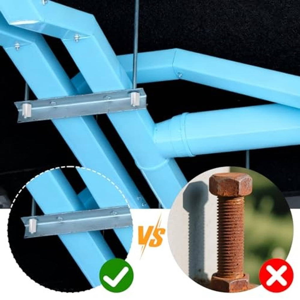 Hex coupling nut comparison on threaded bolt, silver metal, secure connection