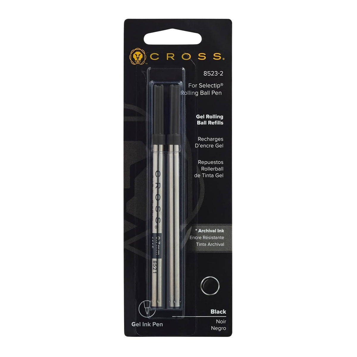 Cross Selectip gel rollerball refill, medium, black, 2-count pack on card