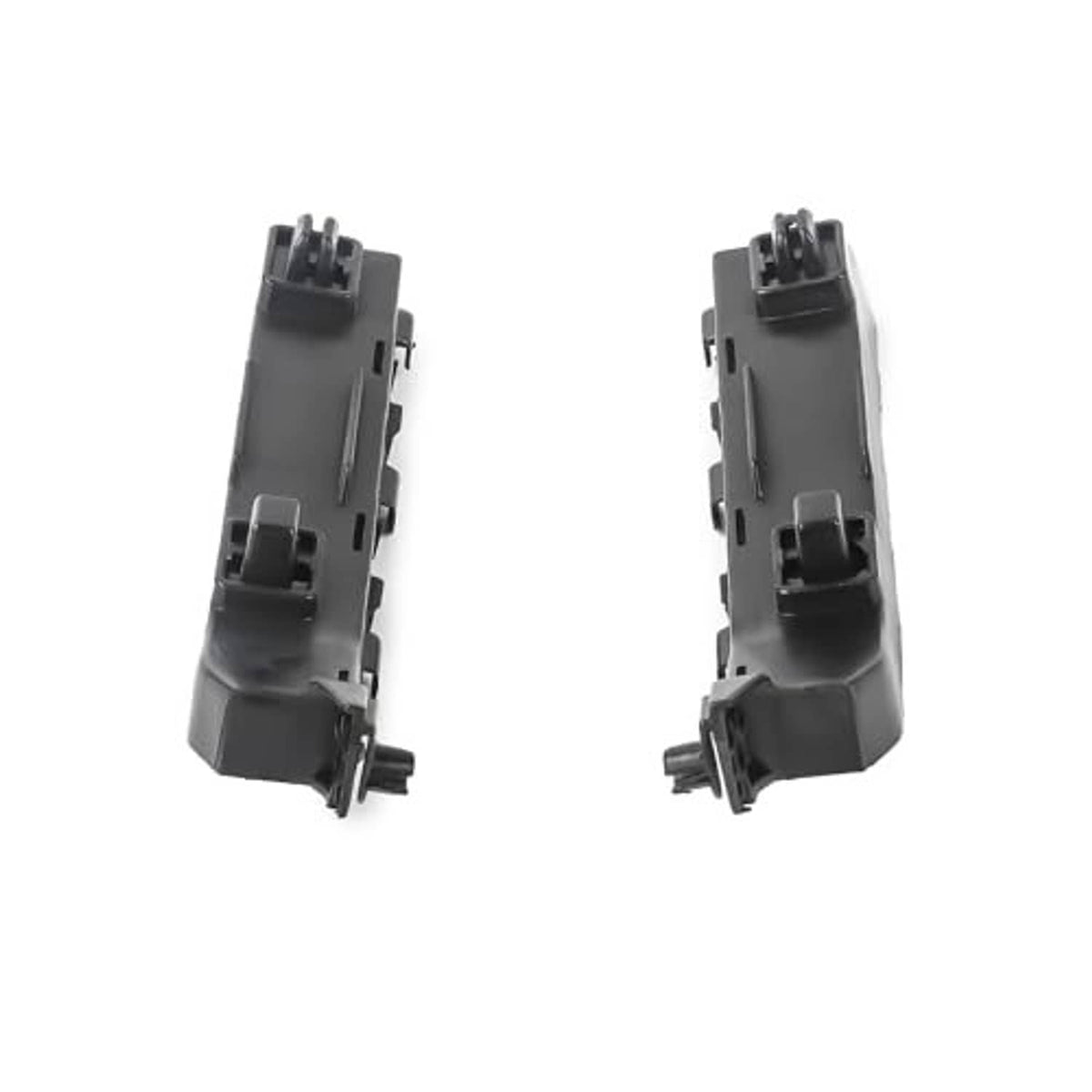 Front bumper bracket retainers, black plastic rear mounting clips, left and right