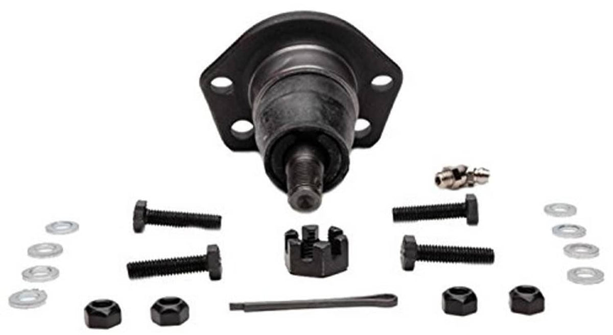 Front upper suspension ball joint assembly with round mounting base and rubber boot; hardware included.