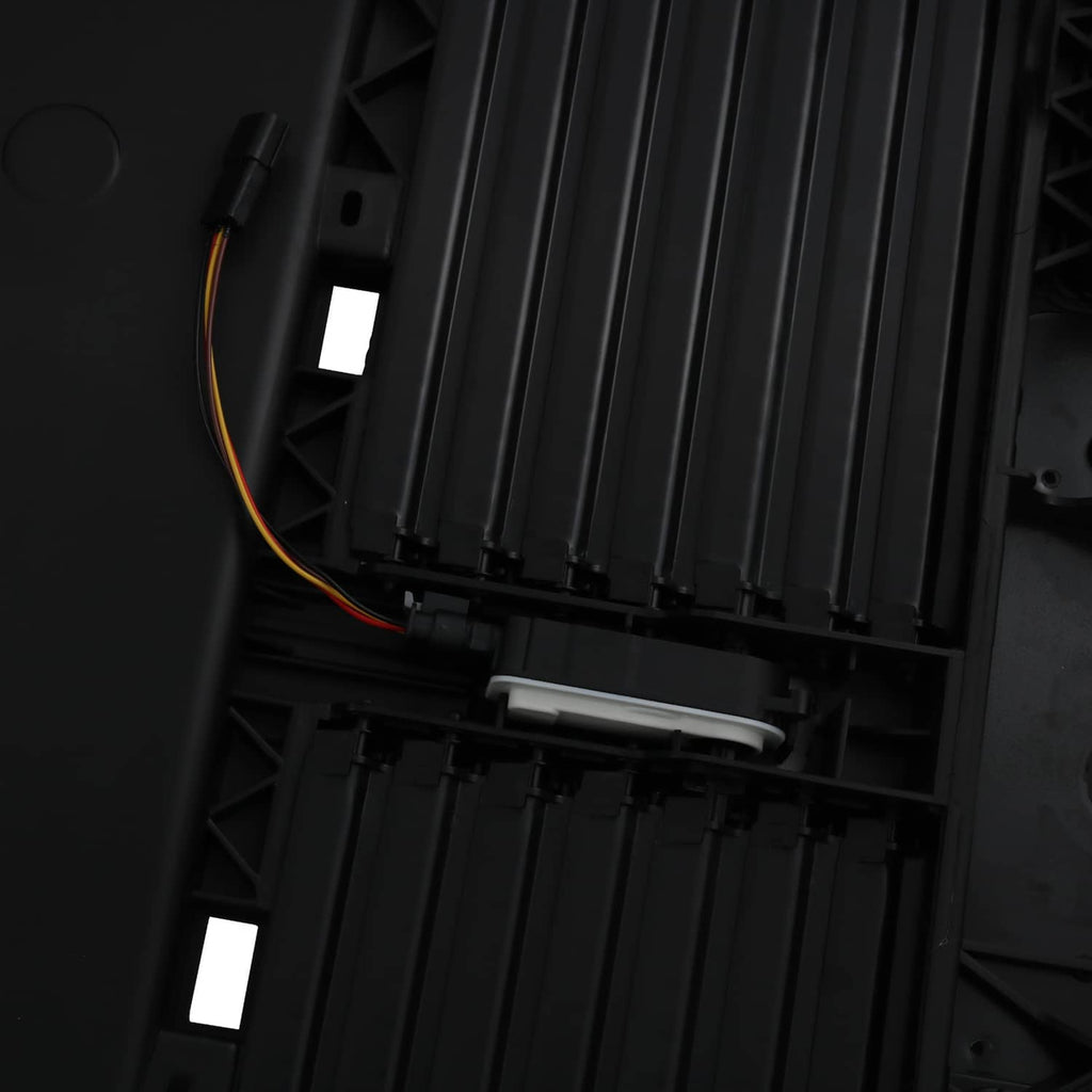 Front air shutter grille assembly with motor and wiring harness, black plastic