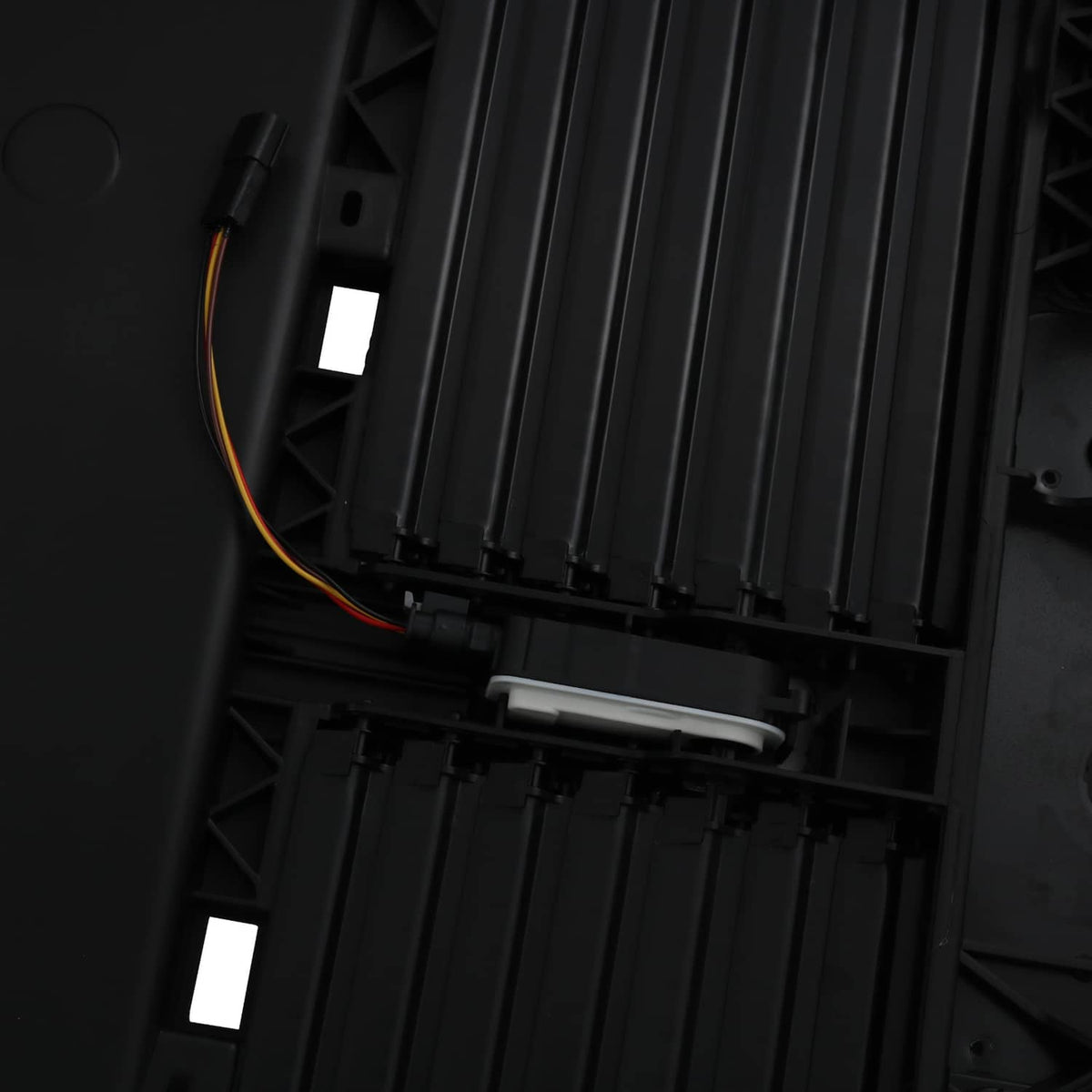 Front air shutter grille assembly with motor and wiring harness, black plastic