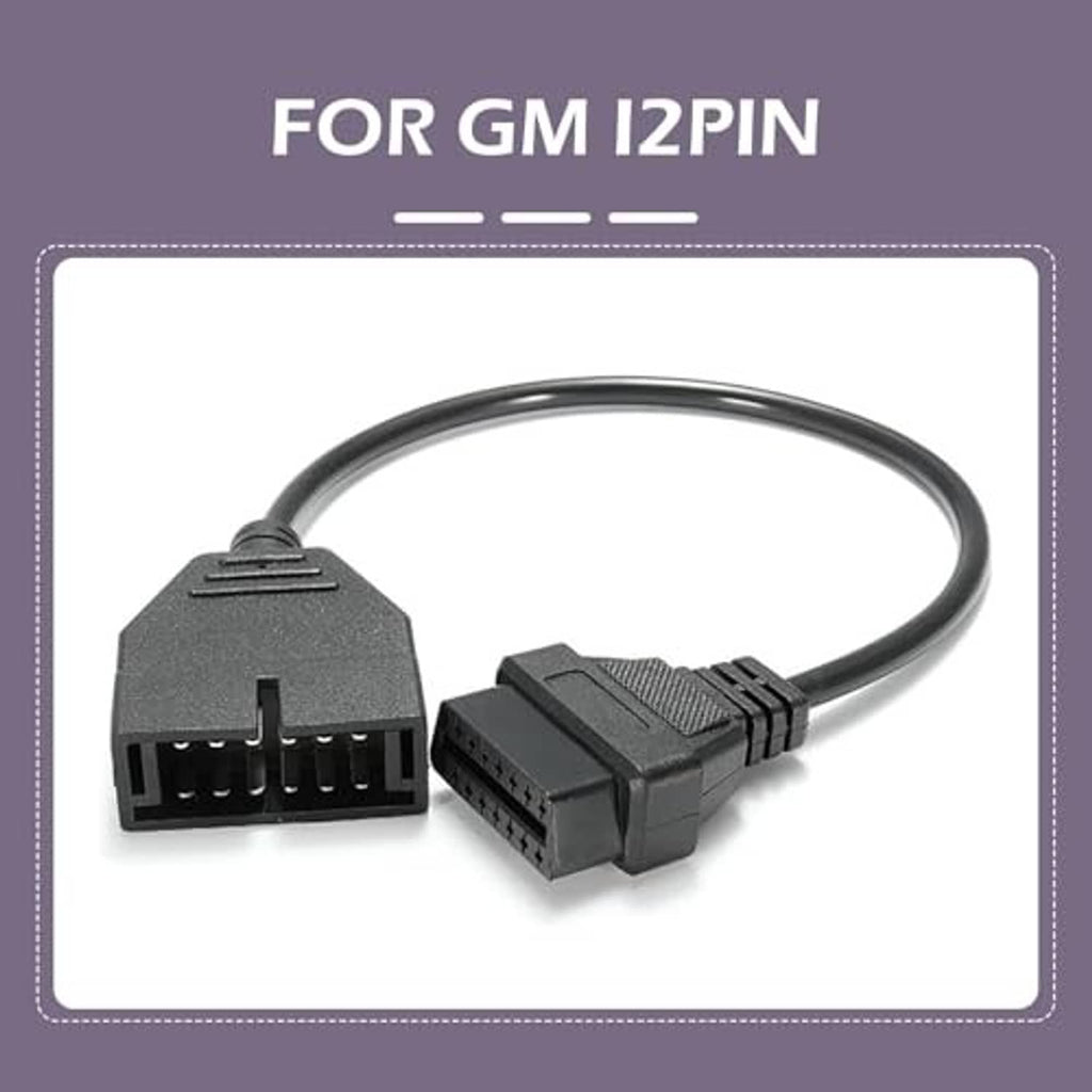 Car diagnostic adapter cable with grey 12-pin plug and black 16-pin plug