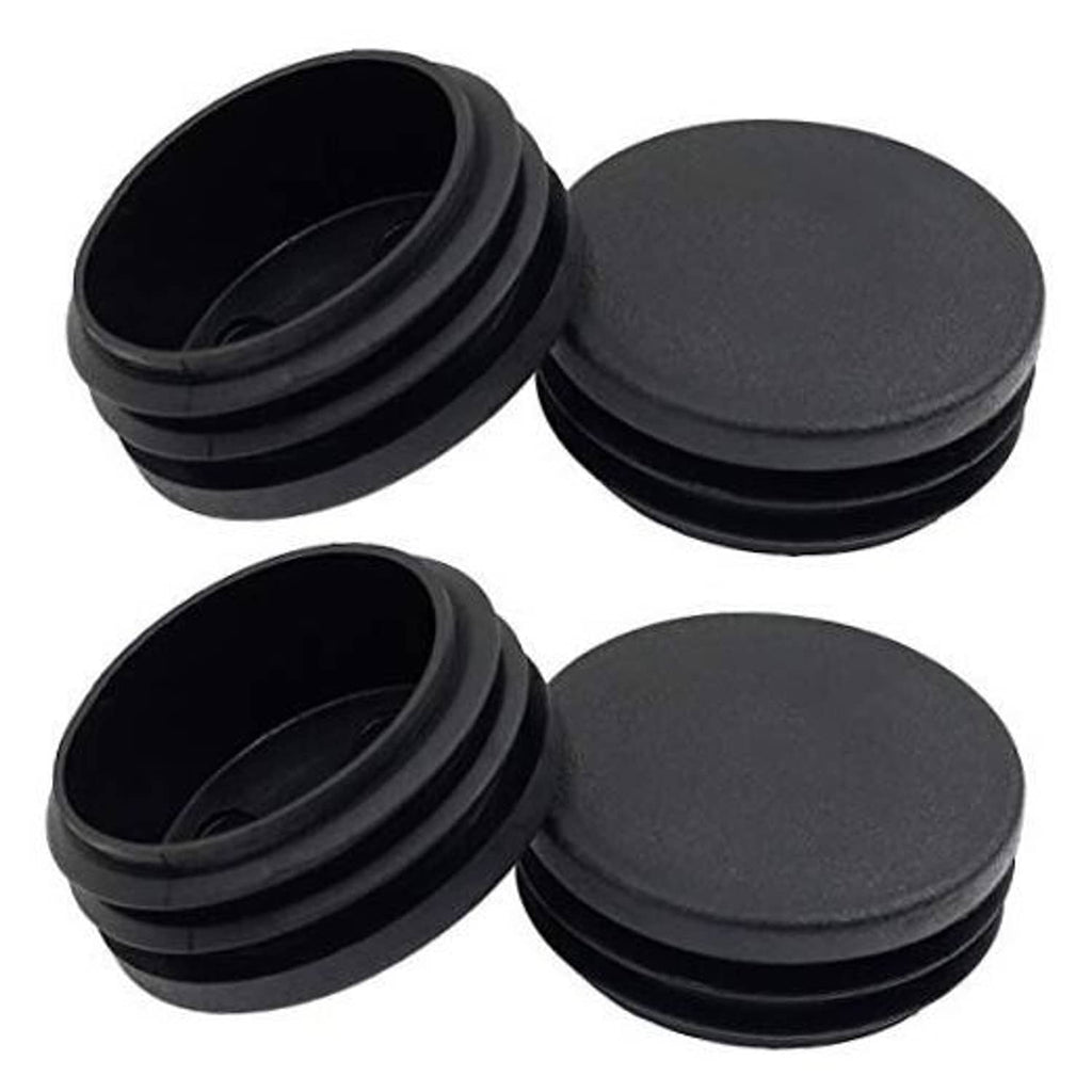 Black round plastic pipe hole plugs, stacked set of 4, 45mm diameter