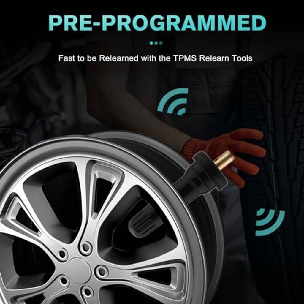 TPMS sensor valve stem, black body with brass threaded valve at top