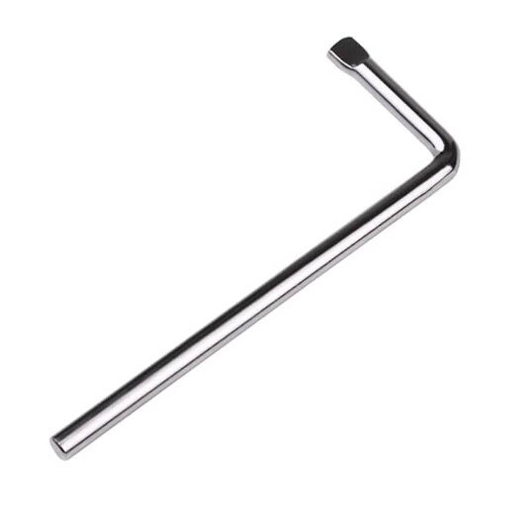 Chrome L-handle tire chain wrench with black rubber end, for adjusting cam links