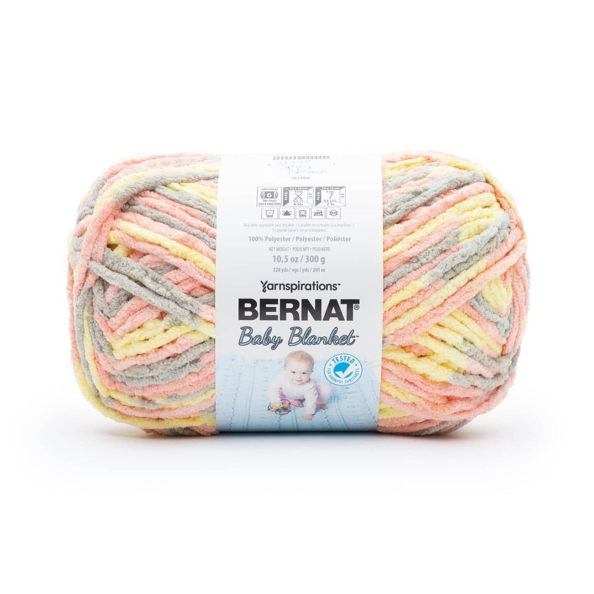 Super bulky yarn skein with pastel spring blossom stripes, 220 yards