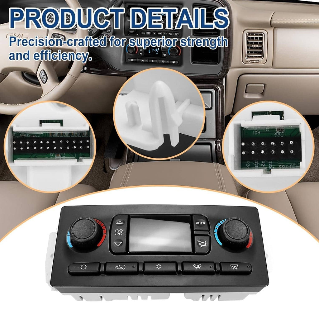 HVAC control module with dual knobs and window/vent icons on the black control panel