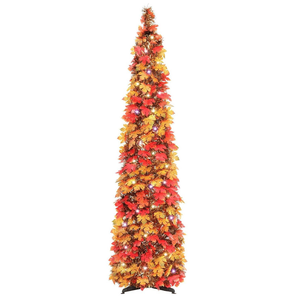 5ft fall decorative lighted tree with multicolor foliage