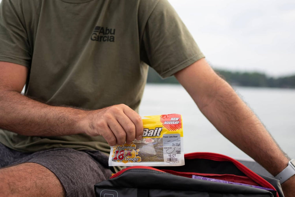 Berkley PowerBait FishHold 18X jerk shad package held while fishing