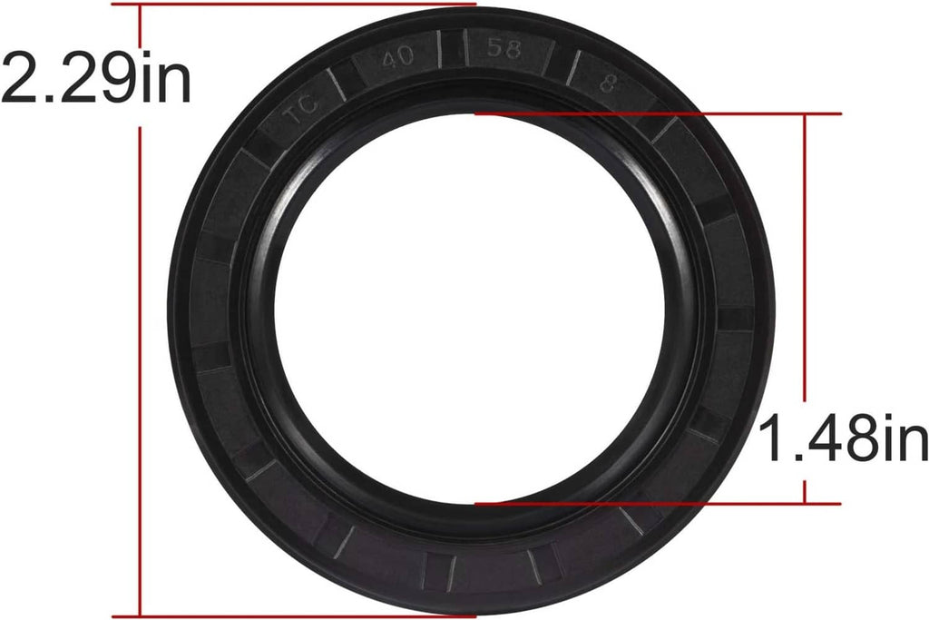 Wheel seal ring with dimension markers shown in red, black rubber with inner hole
