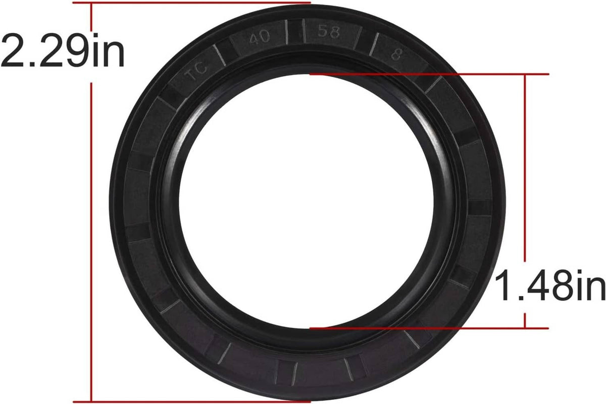 Wheel seal ring with dimension markers shown in red, black rubber with inner hole