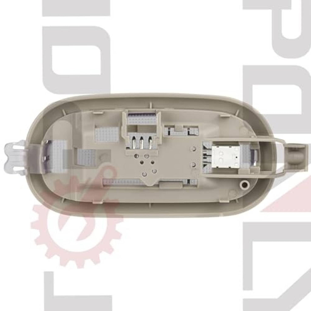 Car interior dome lamp cutaway showing inner switch module and wiring