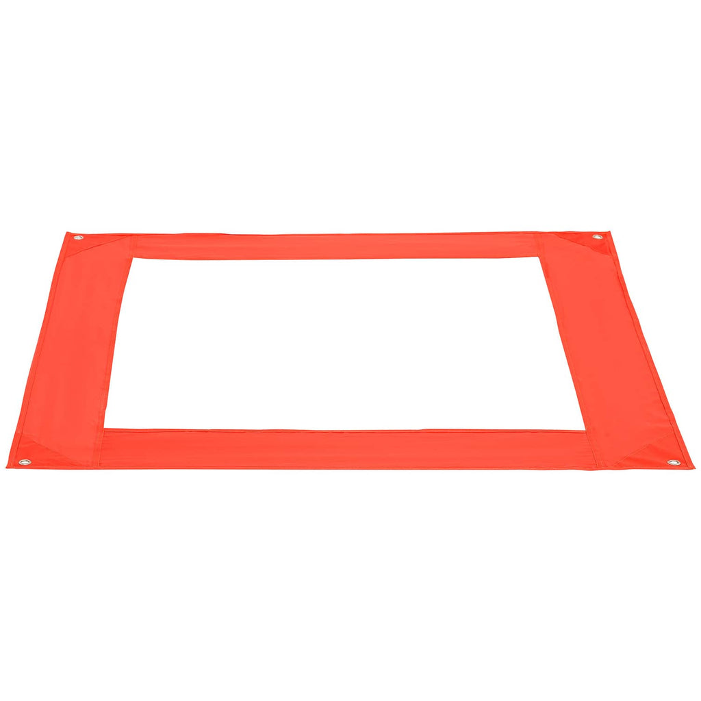 Blue and red dog agility jump hurdle frame with low crossbar for training