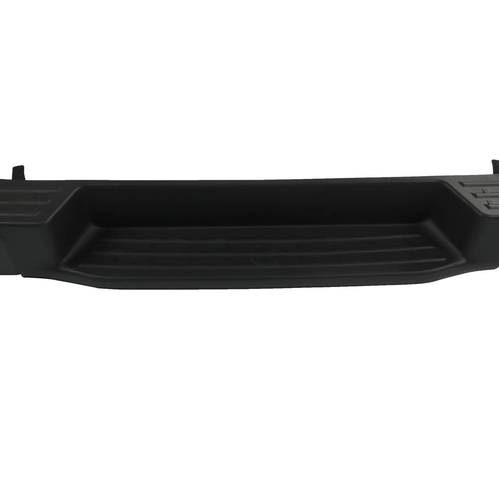 Black rear step bumper underside with molded channel and interior support ribs