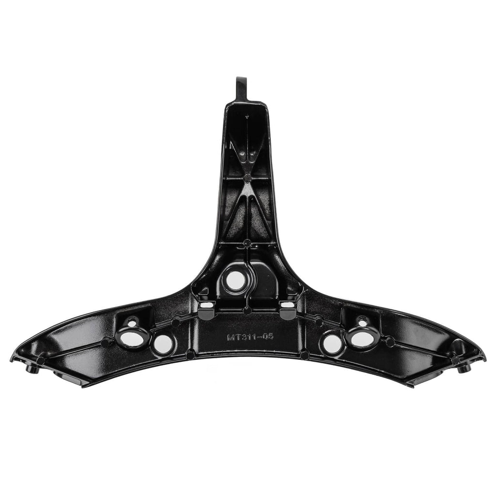Black underside front cowl bracket with circular holes and center support