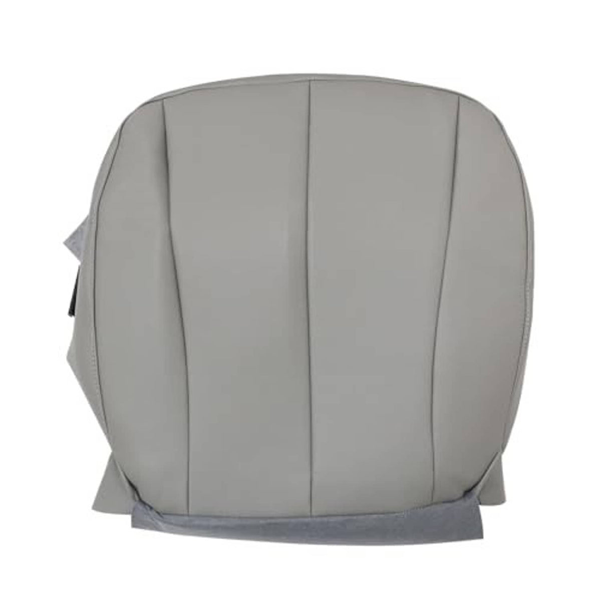 Gray front driver-side seat bottom replacement cover, front view with side tabs