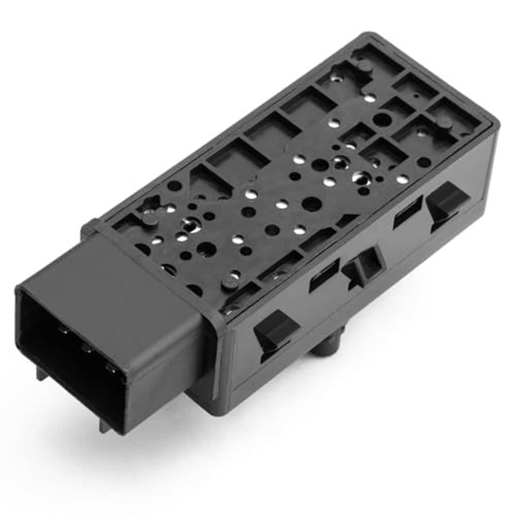 Power seat switch underside with open wiring channels and connector slots, gray body