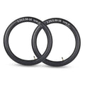 Pair of black dirt bike inner tubes with TR4 valve stems, 2.25/2.50-16 and 70/90-16