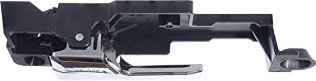 Interior door handle assembly underside view with chrome pull bar and black case