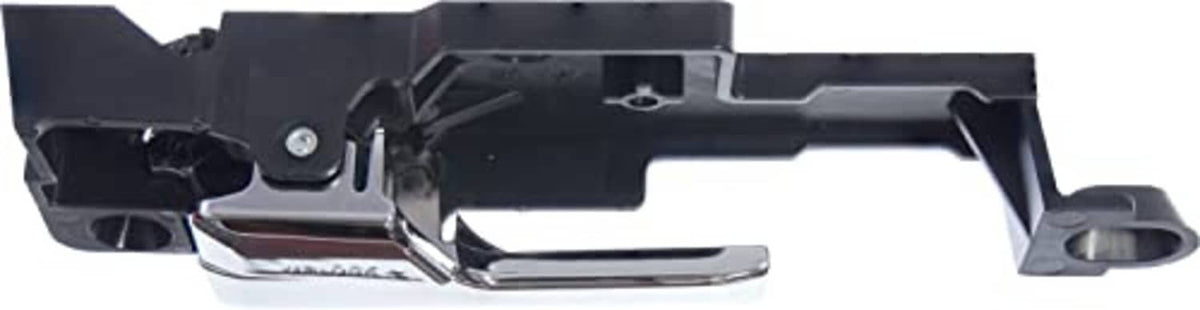 Interior door handle assembly underside view with chrome pull bar and black case