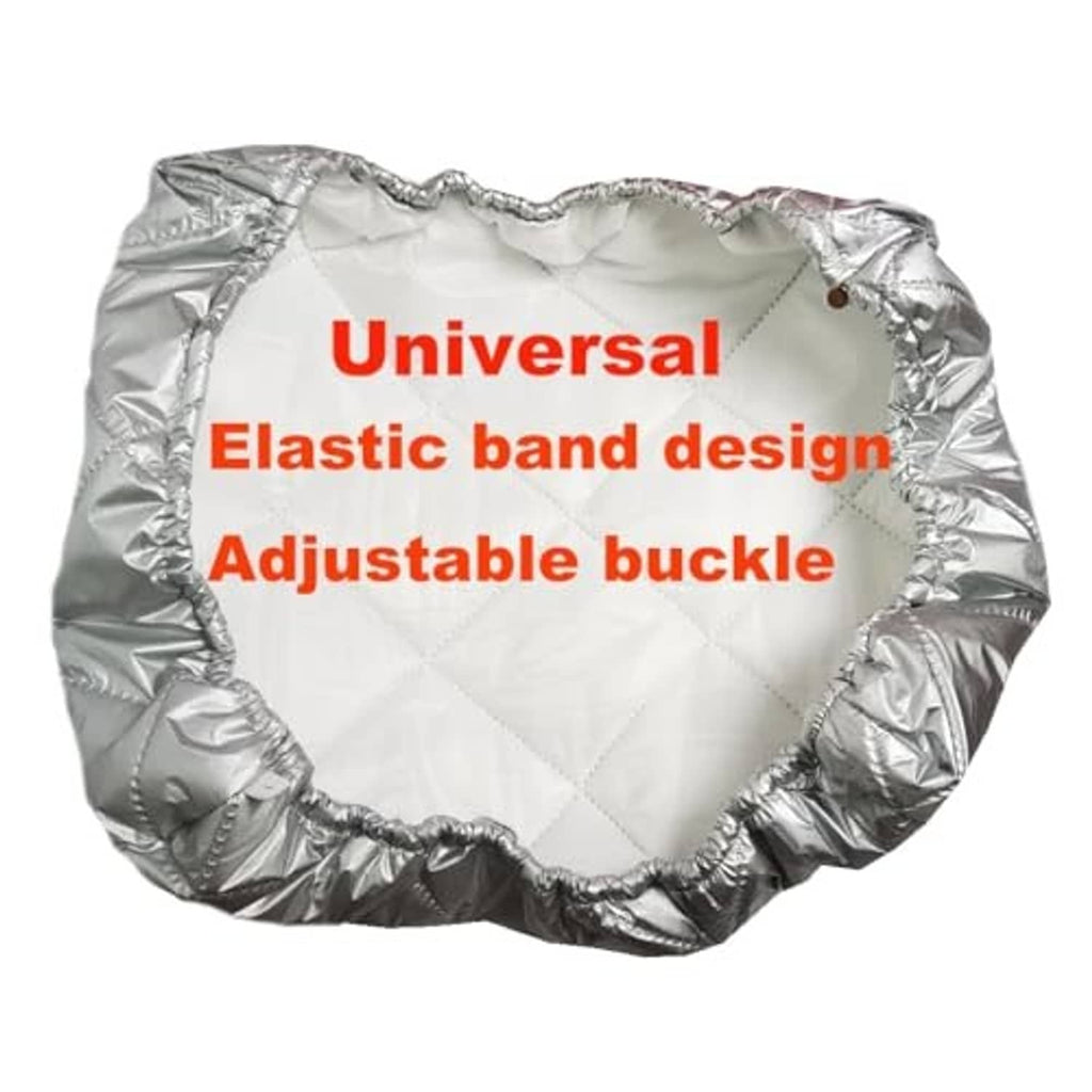 Universal elastic air conditioner cover with adjustable buckle, silver quilted padding