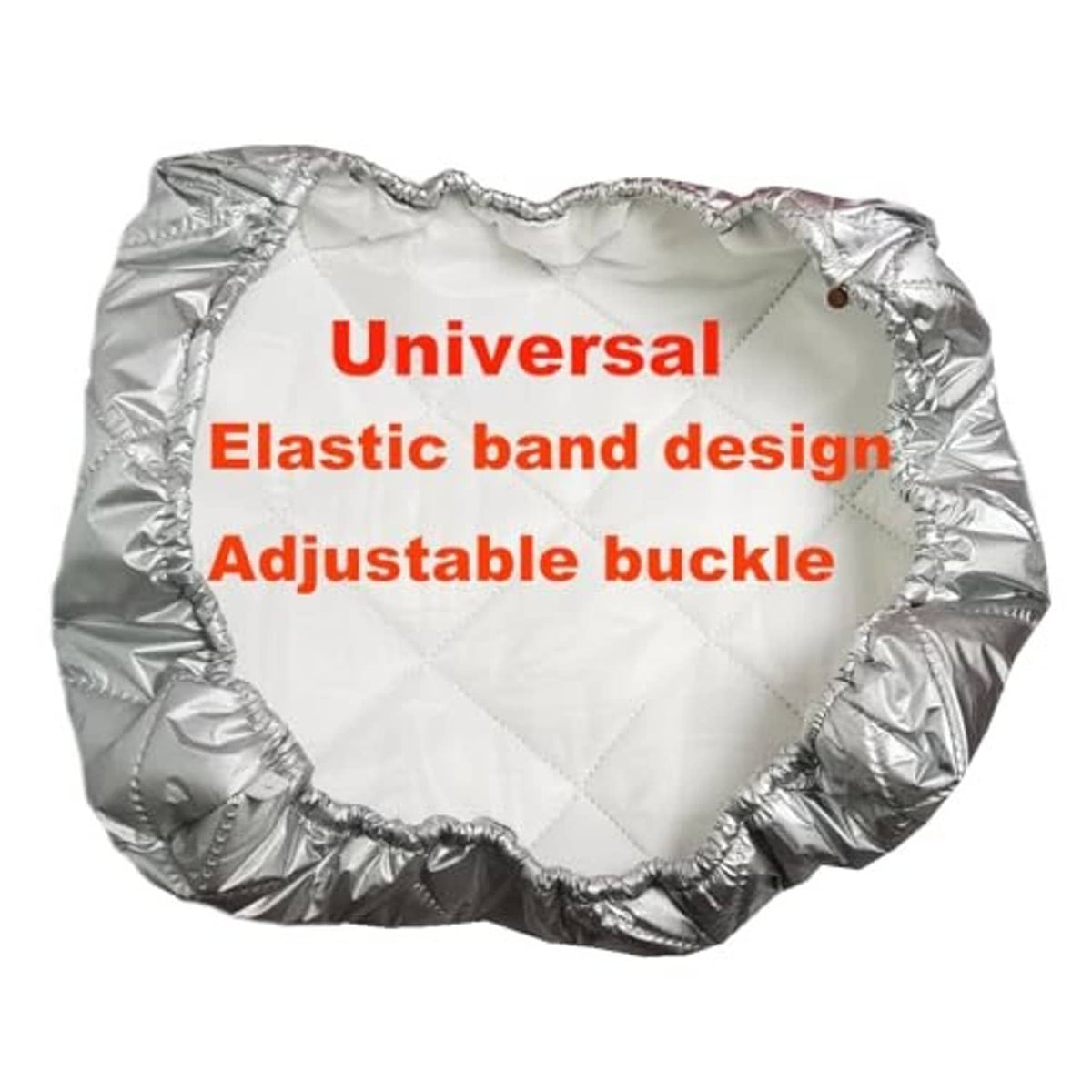 Universal elastic air conditioner cover with adjustable buckle, silver quilted padding