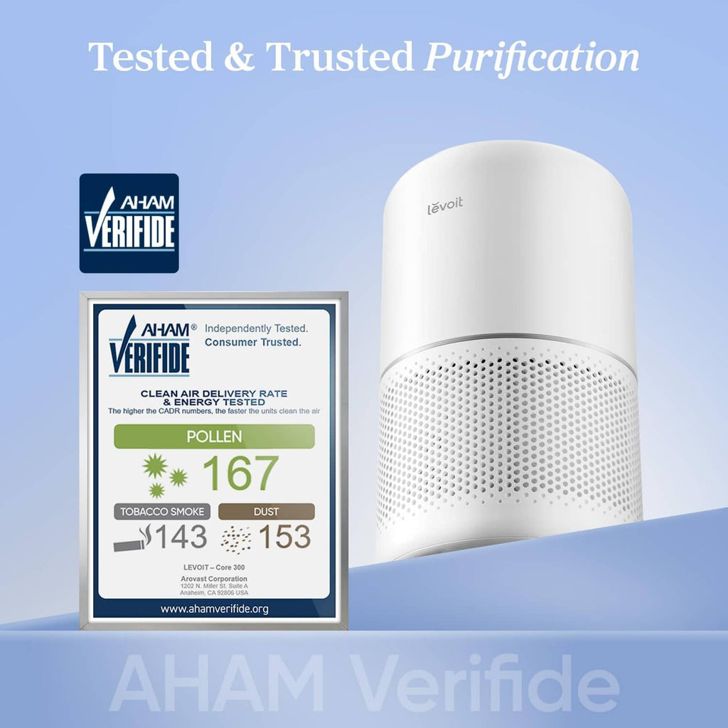 White air purifier with top control panel and circular fan vent