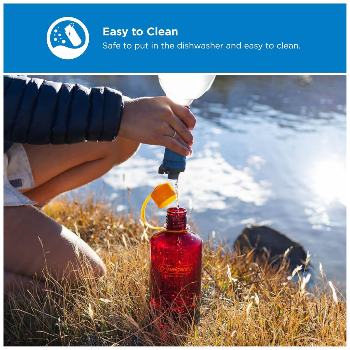 32 oz narrow mouth water bottle, red bottle with orange cap