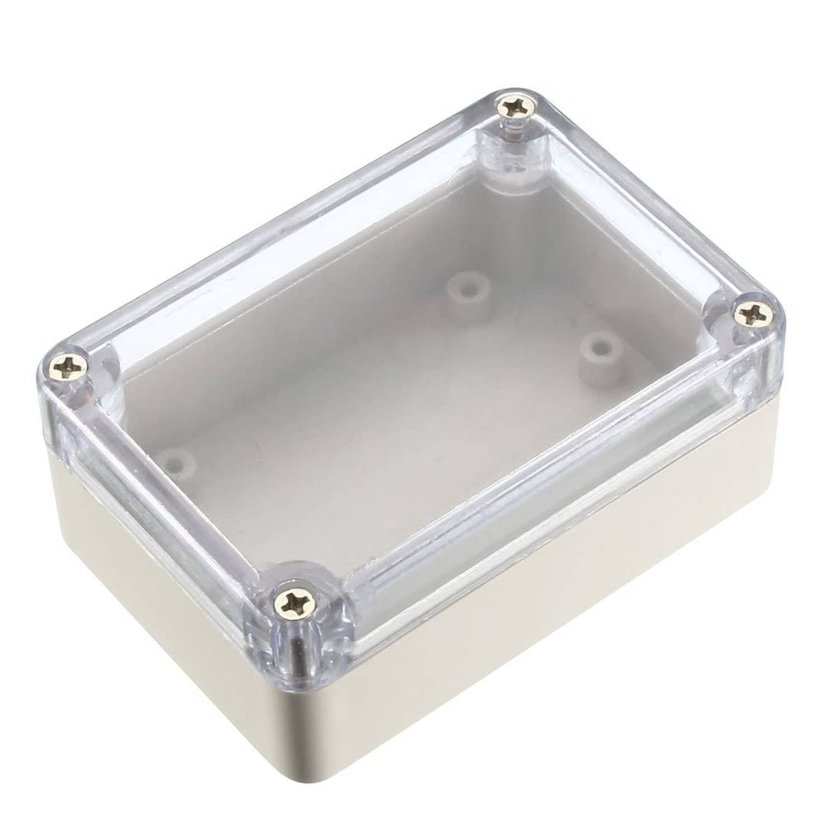 Clear-lidded waterproof IP65 ABS junction box with transparent cover and corner screws