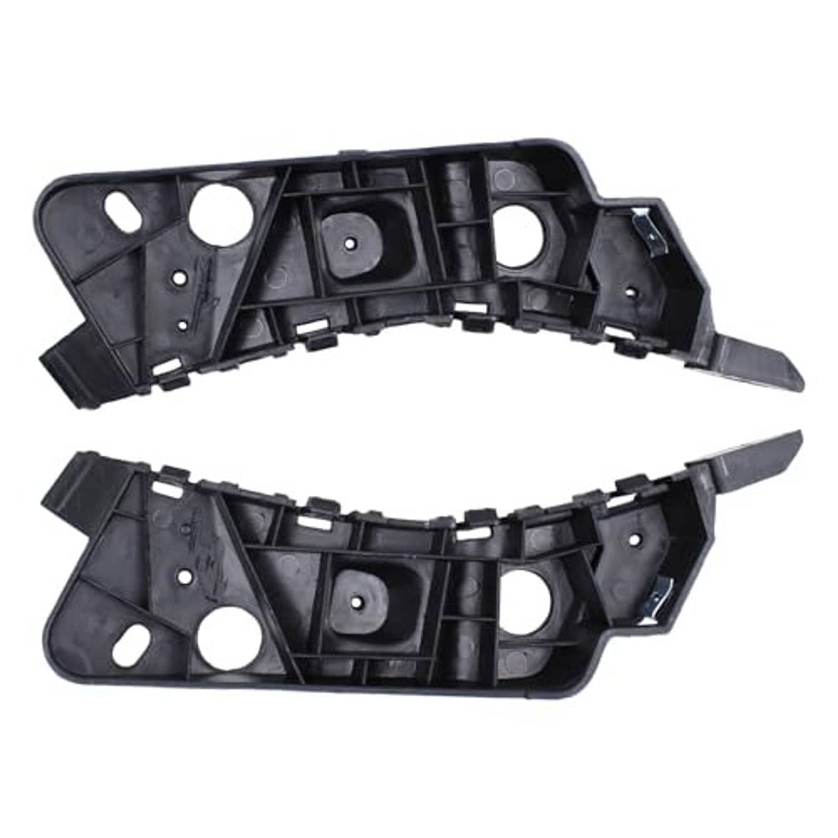 Front bumper fender holder brackets with internal reinforcement channels, black