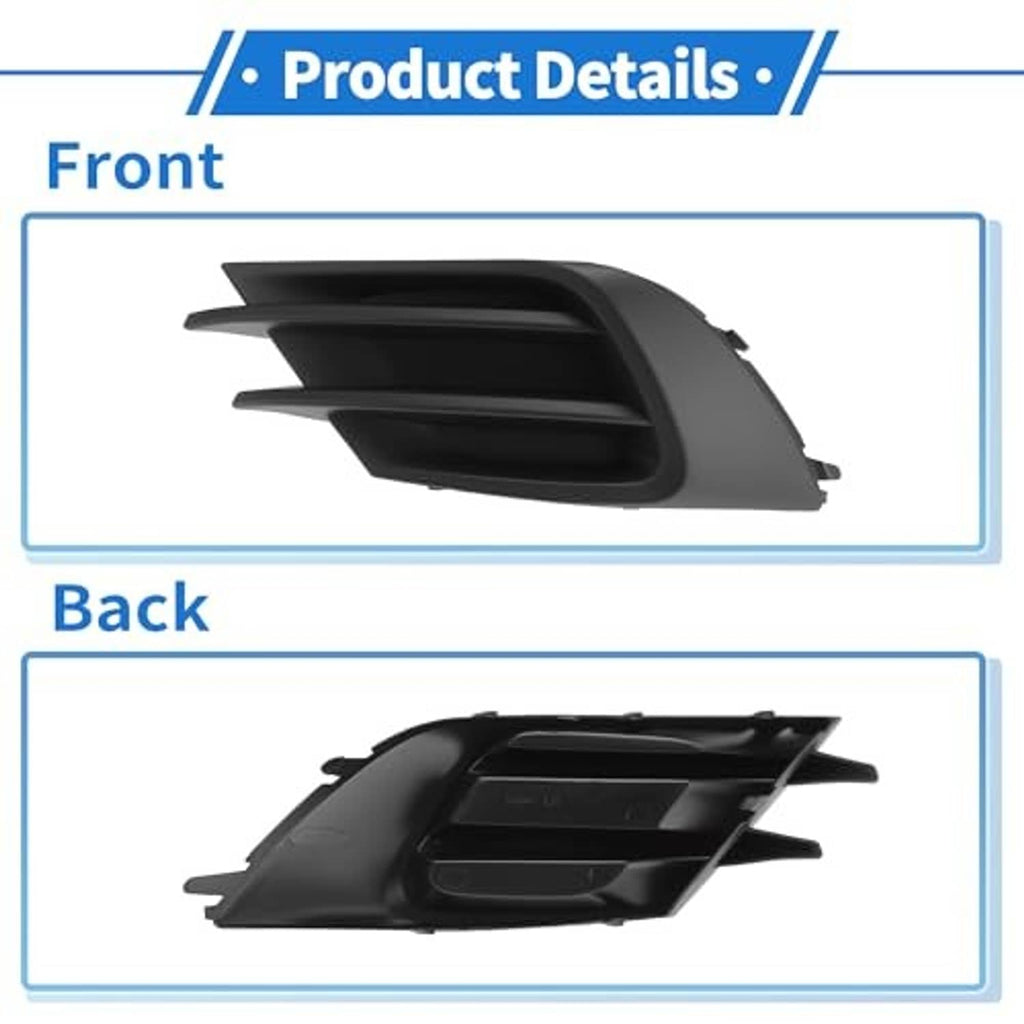 Front fog light grille for left side, black plastic with layered horizontal bars.