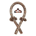 Leopard-print heatless curling rod headband with ribbon ties and plastic hair clips
