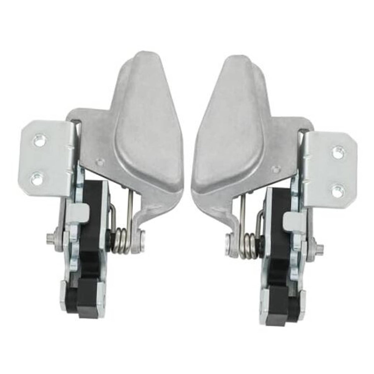 Pair of metal door latch locks with spring-loaded strikers and mounting brackets
