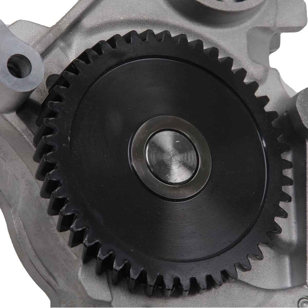 Oil pump cover with black gear wheel and central bearing
