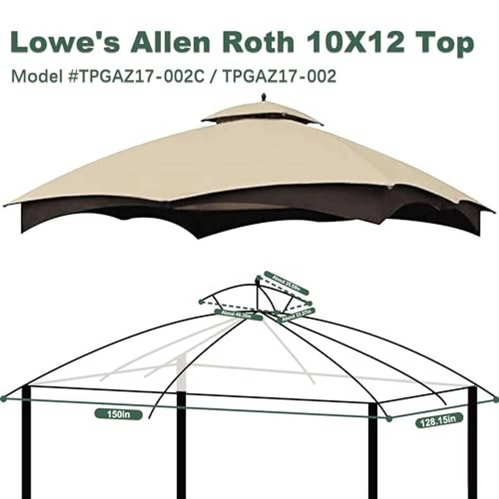 Light beige gazebo canopy top replacement with dark underside and vent