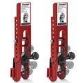 Red siding mounting kit tool with adjustable bracket and three-prong handle, pair
