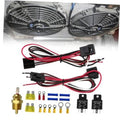 Dual electric fan relay wiring harness kit with two connectors and bundled cable