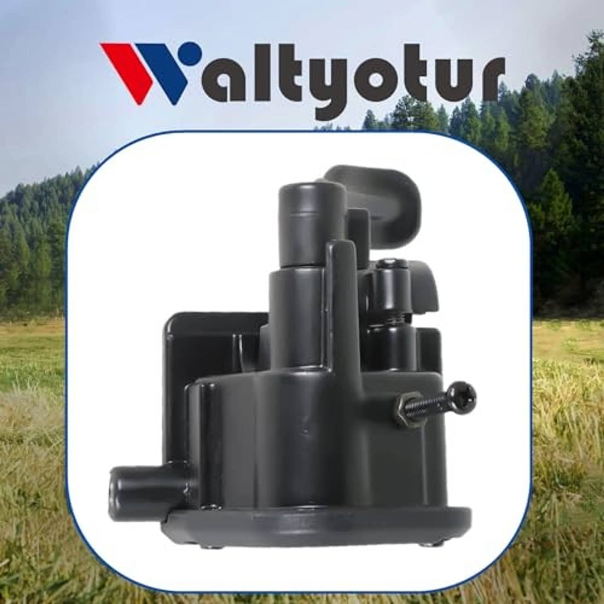 Black throttle assembly with curved lever and threaded stud on side