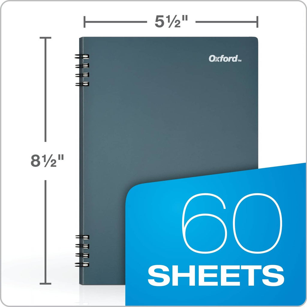 Oxford teal spiral notebook with smooth cover and ring binding, 60-sheet pad