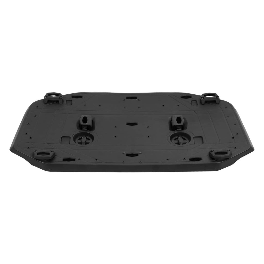 Textured black cargo rack base with multiple molded clamps and mounting slots