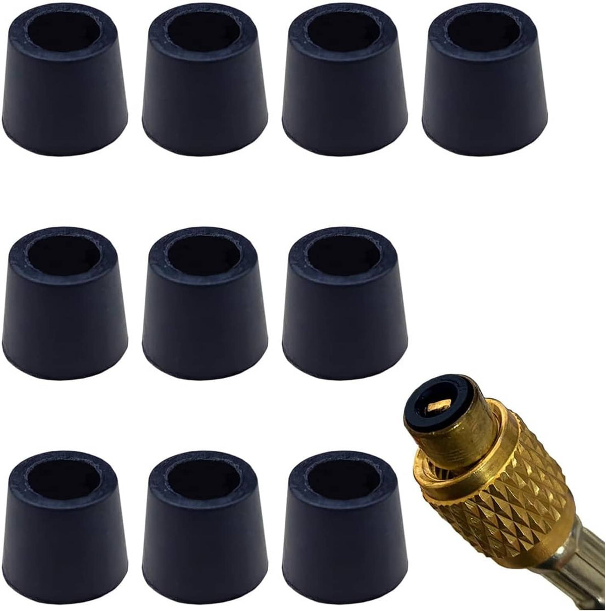 Rubber A/C charging hose gasket O-rings set with brass fitting, dark blue-black