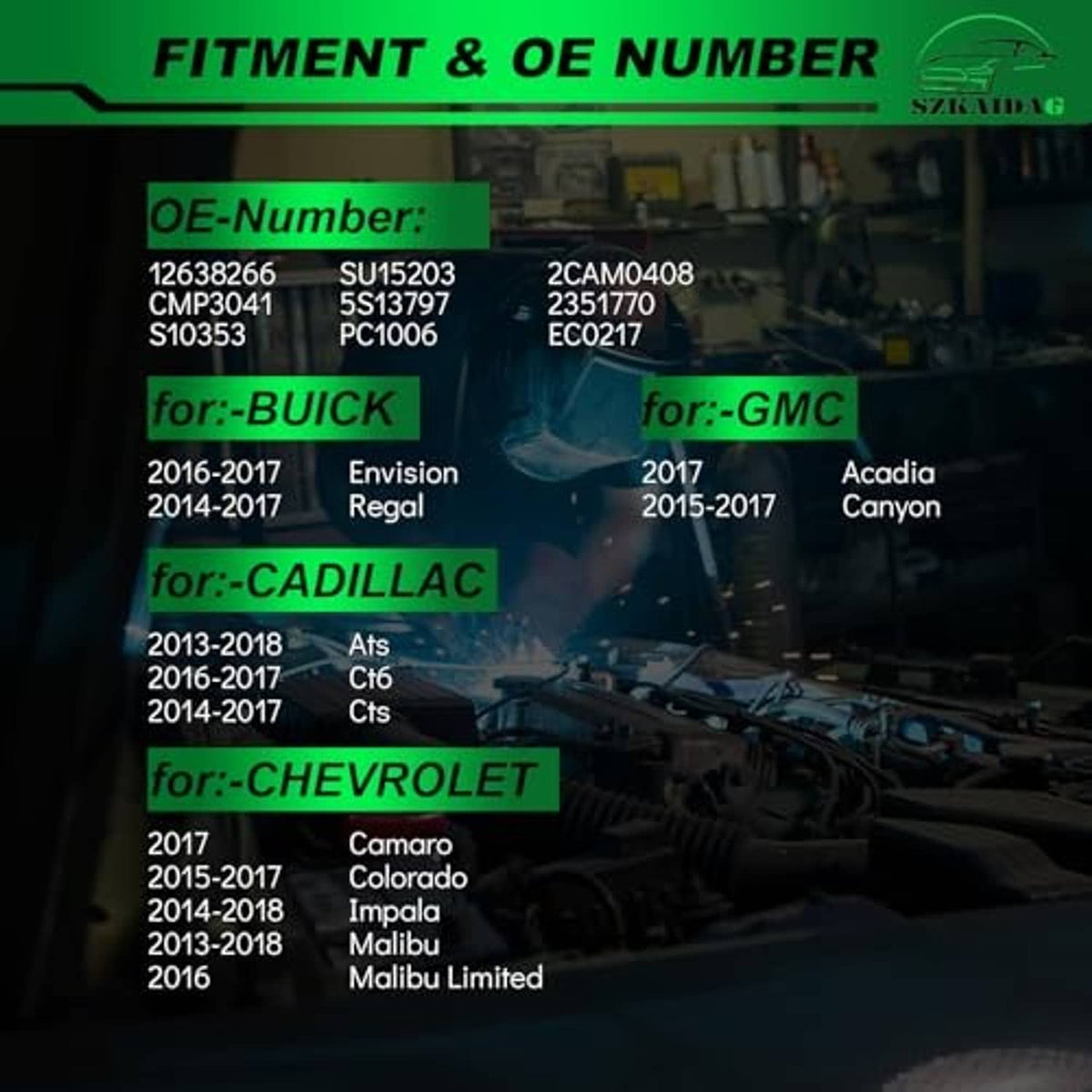 Fitment and OE number chart for camshaft position sensor compatibility